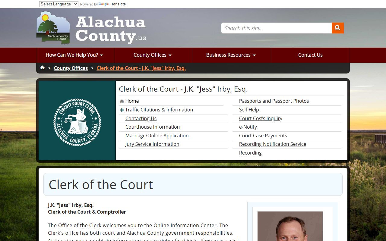 Alachua County Clerk of Court criminal records search