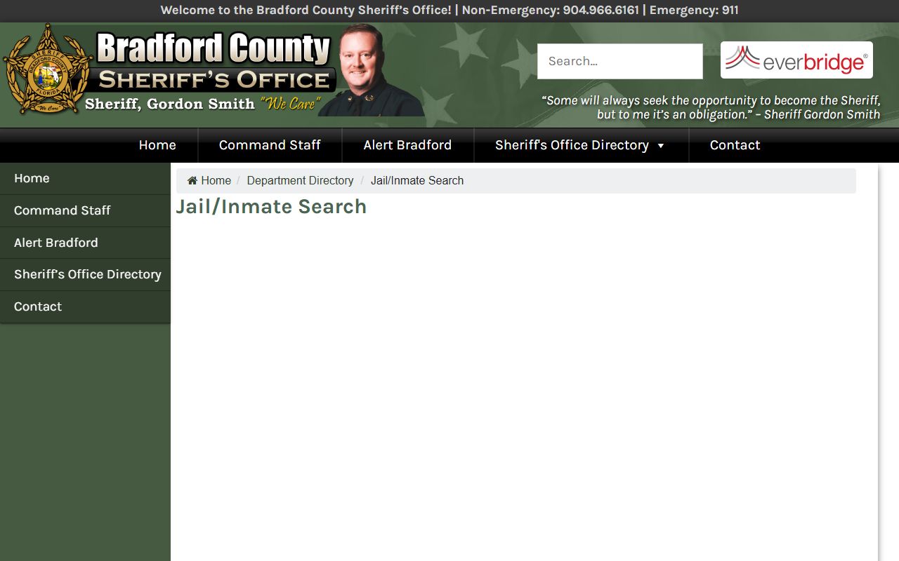 Bradford County Sheriff jail and inmate search page
